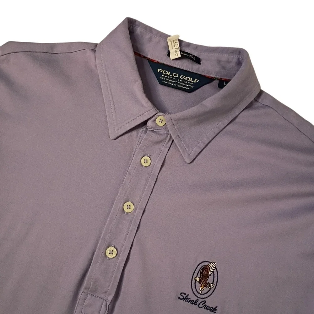 Ralph Lauren Polo Golf Shirt Mens Large Purple Vintage Lisle Performance Casual‎